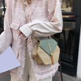 thumbnail image 4 of Bolso bohemio con estilo bolsos de hombro informales de paja y pu con forma hexagonal bolsos bohemios de playa con asa superior para mujer, 4 of 9