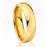 Tungsten Wedding Band Ring 6mm Men's Engagement Gold Dome Edges Polished Comfort Fit
