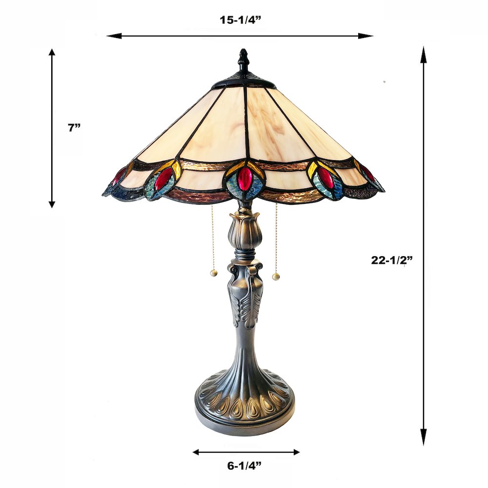 CHLOE Lighting Ryce Tiffany-Style 2-Light Geometric Table Lamp 16" Shade
