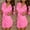 Hot Pink, variant on Womens Pajamas Fashion Solid Color Comfortable Nightgown Summer Tie Neck 3/4 Sleeve Sleepwear Summer Pajamas