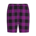 thumbnail image 4 of Wukai Purple Black Plaid Men’s Short Pajama Pants With Pockets Soft Sleep Pj Shorts for Men-4X-Large, 4 of 6