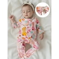 thumbnail image 4 of BemeyourBBs Newborn Baby Girls Western Cowgirl Outfits Ruffle Footed Romper Long Sleeve Boots Print Zipper Footie Jumpsuit Headband Spring Fall Winter Clothes, 4 of 9