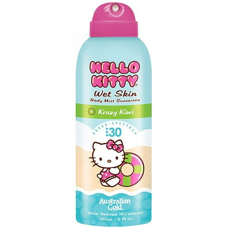 Australian Gold Hello Kitty Krazy Kiwi Wet Skin Body Mist Sunscreen, SPF 30, 5 fl oz