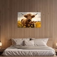 thumbnail image 3 of ZHONGYUTONG Highland Cow Canvas Farmhouse Cattle Wall Art Rustic Sunflower Cow Picture Yellow Flower Painting for Bathroom Decor Framed (12.00" x 18.00"), 3 of 5