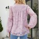 thumbnail image 3 of Blusa con cuello en V y manga larga con estampado de textura, color puro, tops casuales de moda para mujer, 3 of 8