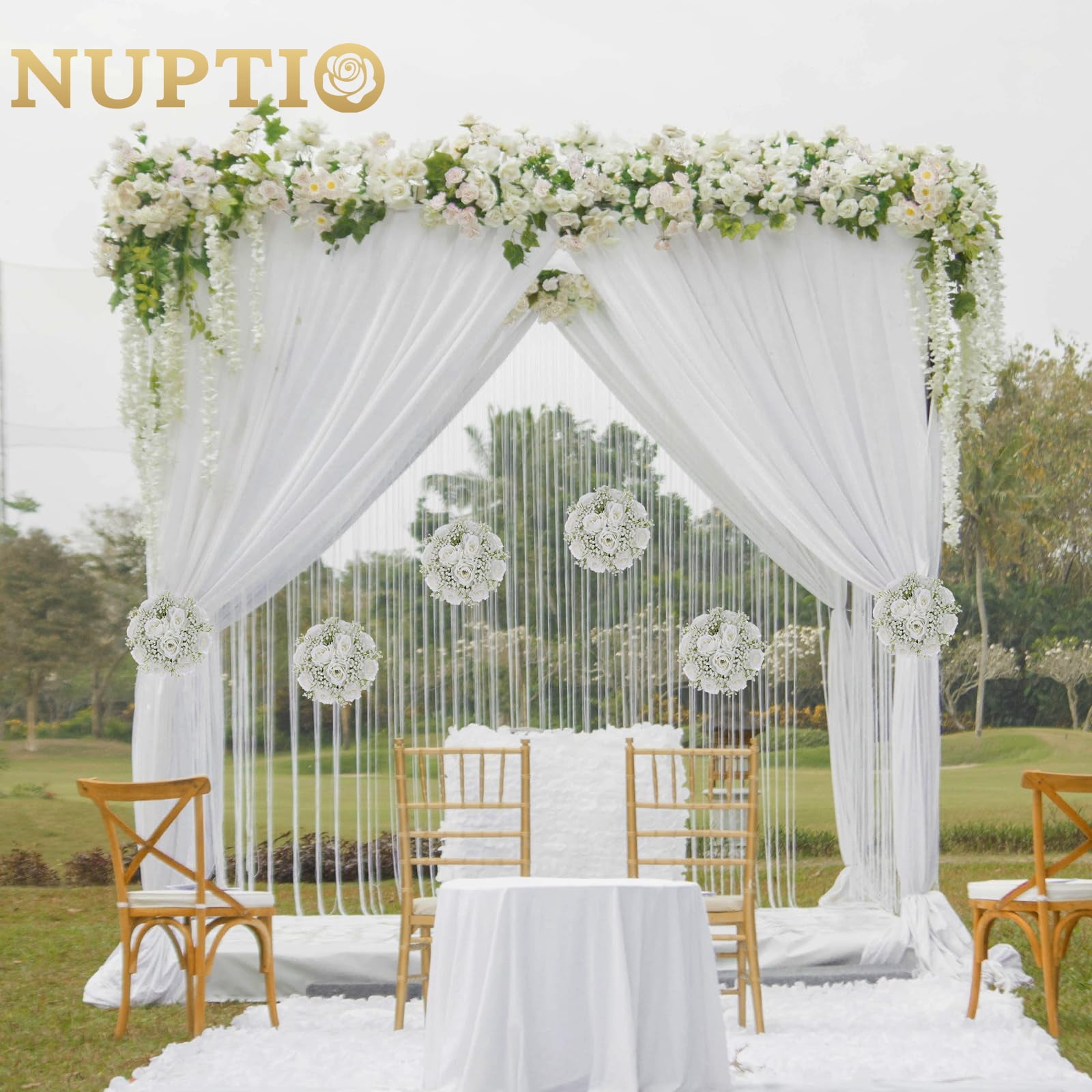NUPTIO Baby Breath Centerpiece White Flowers：10 Pcs White Roses Artificial Flowers Centerpiece Wedding