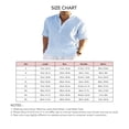 thumbnail image 4 of Camisa casual de color puro para hombre, cuello alto, manga larga, suelta, transpirable, ligera, para la playa, 4 of 5