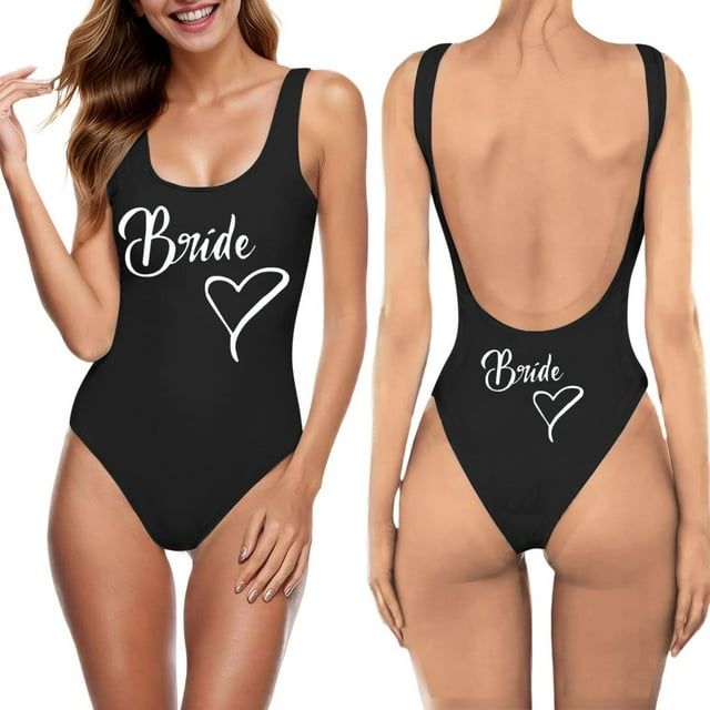 MKLEKYY Traje De Baño Mujer Women Fashion Letter Print Piece Swimsuit Sexy Bikini Swimwear Bathing Sleeveless Backless Swimsuit 1495