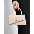thumbnail image 2 of Women’s Beige Top Handle Handbag, Glossy Patent Leather Style Purse for Party and Daily Use, 2 of 8