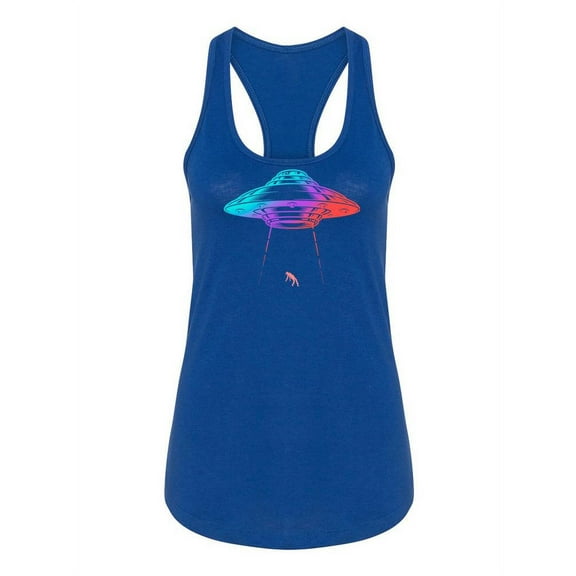 Ufo Lifting Human Racerback Tank Women -SPIdeals Designs, Female Medium