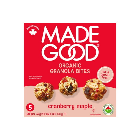 MadeGood Organic Granola Bites Cranberry Maple 5 bars