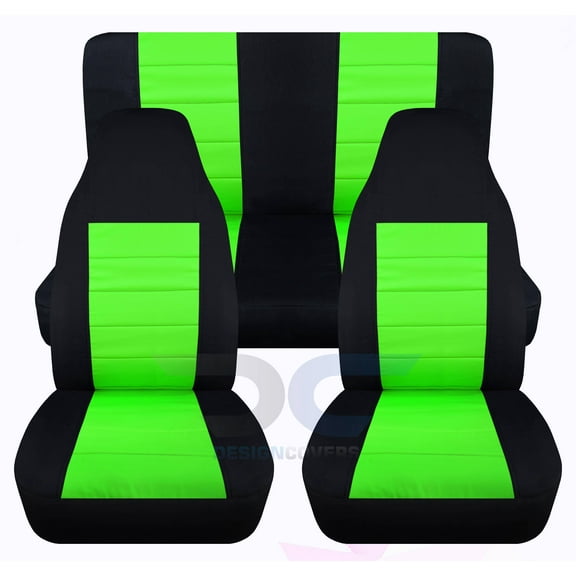 Fits 1997-2002 Jeep Wrangler TJ SE/Sport/Sahara 2door Seat Covers Blk Lime green- Full Set