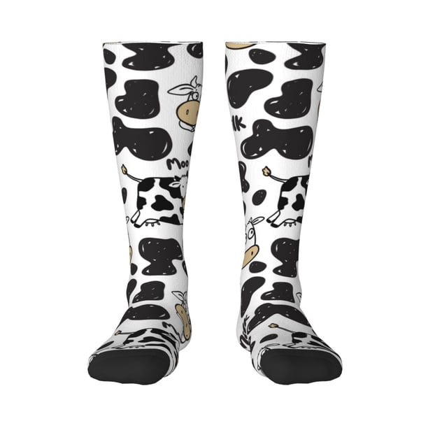 Fotbe Cow Calcetas Divertidas Estampadas para Hombre y Mujer, Calcetas de Algodón hasta la Rodilla para Caminar, Correr, Enfermería y Embarazo