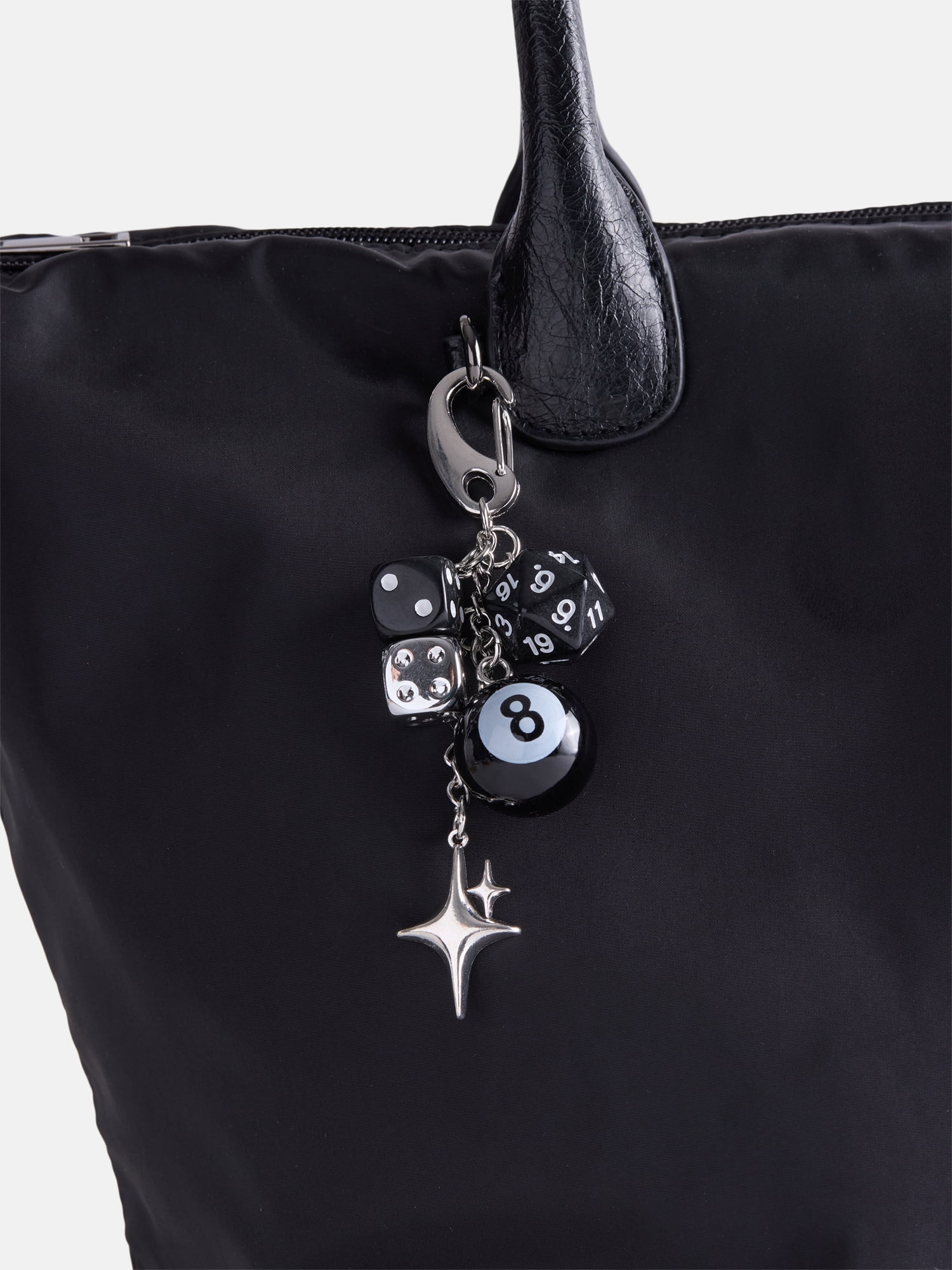 No Boundaries Women’s Dice and 8 Ball Bag Charms, Black