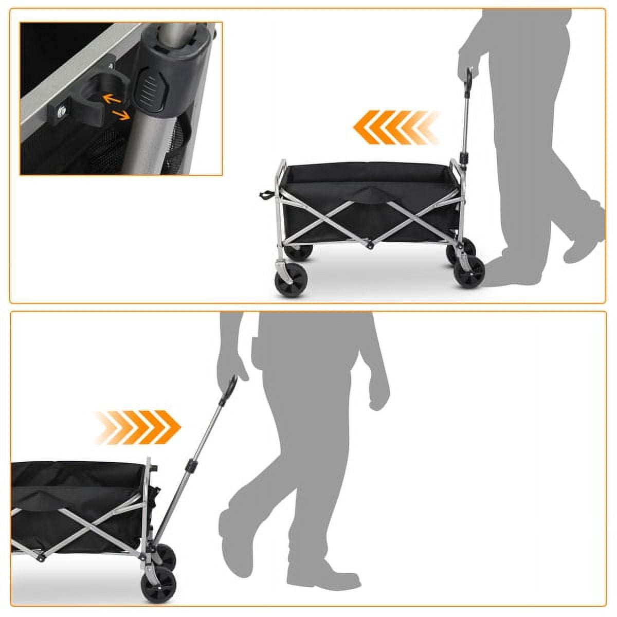 74.5x45.5x84cm 100kg 600d Oxford Cloth Steel Frame Flat Folding Style Black Cloth Silver Frame Garden Folding Cart