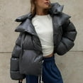 thumbnail image 5 of Cropped Puffer Jackets for Women Button Down Stand Collar Windproof Bubble Puffy Quilted Jacket with Hood Solid Oversized Short Down Coat Streetwear Fashion Winter Outerwear 2025, 5 of 7