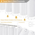 thumbnail image 5 of Long Shower Curtain, 72x84 Inch Long Boho Tassel Linen Fabric Thick Shower Curtain Set with Plastic Hooks, Large Modern Farmhouse Country Decorative Cloth Shower Curtain for Bathroom, White, 5 of 6