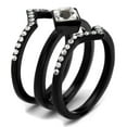 thumbnail image 4 of Luxe Jewelry Designs 3-Piece Women's Black IP Stainless Steel Wedding Ring Set with Clear Crystals,, 4 of 4
