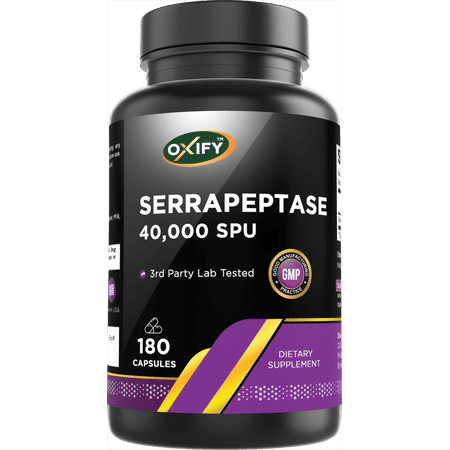 Oxify Serrapeptase 40,000 SPU | 180 Capsules | Gluten-Free, Non-GMO | Supplement Made in USA