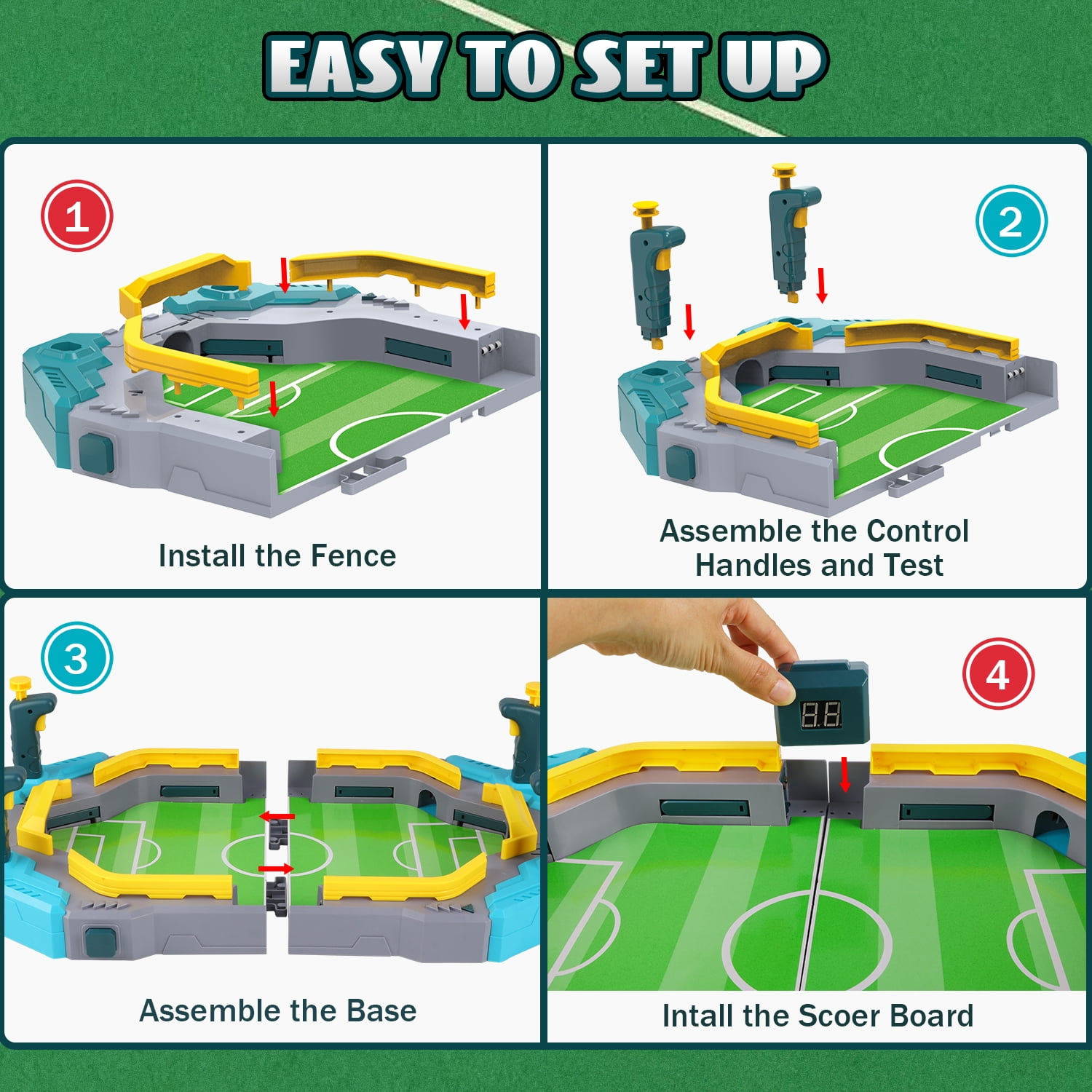 Beefunni Tabletop Foosball Game – Portable Soccer Board Game with Sound & Scoring – Indoor Sport Game Gift for Family & Friends