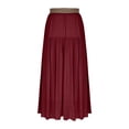 thumbnail image 3 of Womens Boho Maxi Skirt Summer Casual High Waist A-Line Flowy Long Skirt with Pockets Belt for Beach Vacation Wine L, 3 of 6