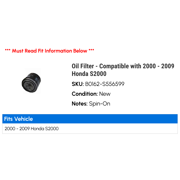 Oil Filter - Compatible with 2000 - 2009 Honda S2000 2001 2002 2003 2004 2005 2006 2007 2008