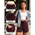 thumbnail image 5 of Cadmus Women's 4" Inseam Summer Performance Shorts Comfy Drawstring Running Athletic Shorts with Pockets,Wine Red,Large, 5 of 11