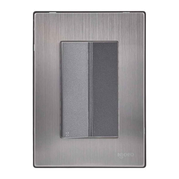 Placa Armada Inoxidable Con 1 Apagador Escalera De 3 Modulos Igoto gris oscuro Igoto INOX