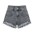 thumbnail image 6 of Womens Jean Shorts Vintage Frayed Fringe High Waist Denim Shorts Summer Beach Shorts with Pockets Boho Style Casual Shorts Gray, 6 of 6