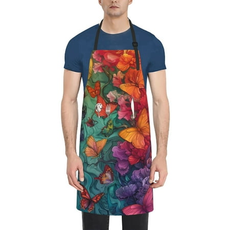 

Coaee Butterfly Flower Cascade for Waterproof Apron for Unisex Adult with Adjustable Bib Apron