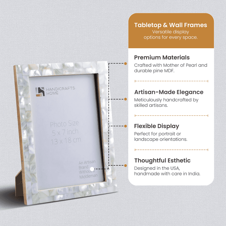 Picture Frames Chic Photo Frame Mother of Pearl Handmade 5x7