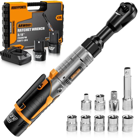 Juego de llaves de trinquete inalámbricas ALLOY POWER 12 V 60 Nm con accesorios