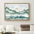 thumbnail image 2 of PixonSign Framed Canvas Print Wall Art Watercolor Mountain Range and Sun Nature Wilderness Illustrations Modern Art Contemporary Scenic Colorful for Living Room, Bedroom, Office - 16"x24" Natural, 2 of 5