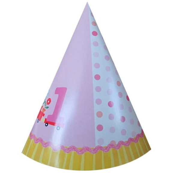 1st Birthday 'Baby Girl' Cone Hats (8ct)