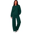 thumbnail image 5 of Stralyhd Women Long Sleeve Sweatshirt Set Crew Neck Tracksuit Fall Comfy Sweatsuit Sports 2 Piece Jogger Set Dark Green L, 5 of 5