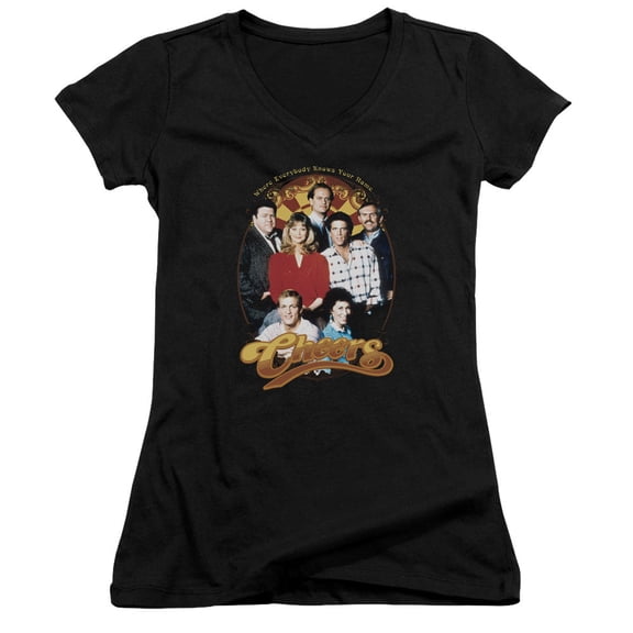 Cheers Group Shot Junior Women's V-Neck T-Shirt Black