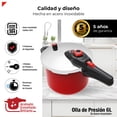 thumbnail image 3 of Bogner Olla De Presión Acero Inox 6L Color Rojo BPCR06L, 3 of 9