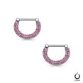 thumbnail image 1 of Nipple Rings Clickers Ion Plated 16ga or 14ga with Double Paved Crystals 1 Pair, 1 of 11