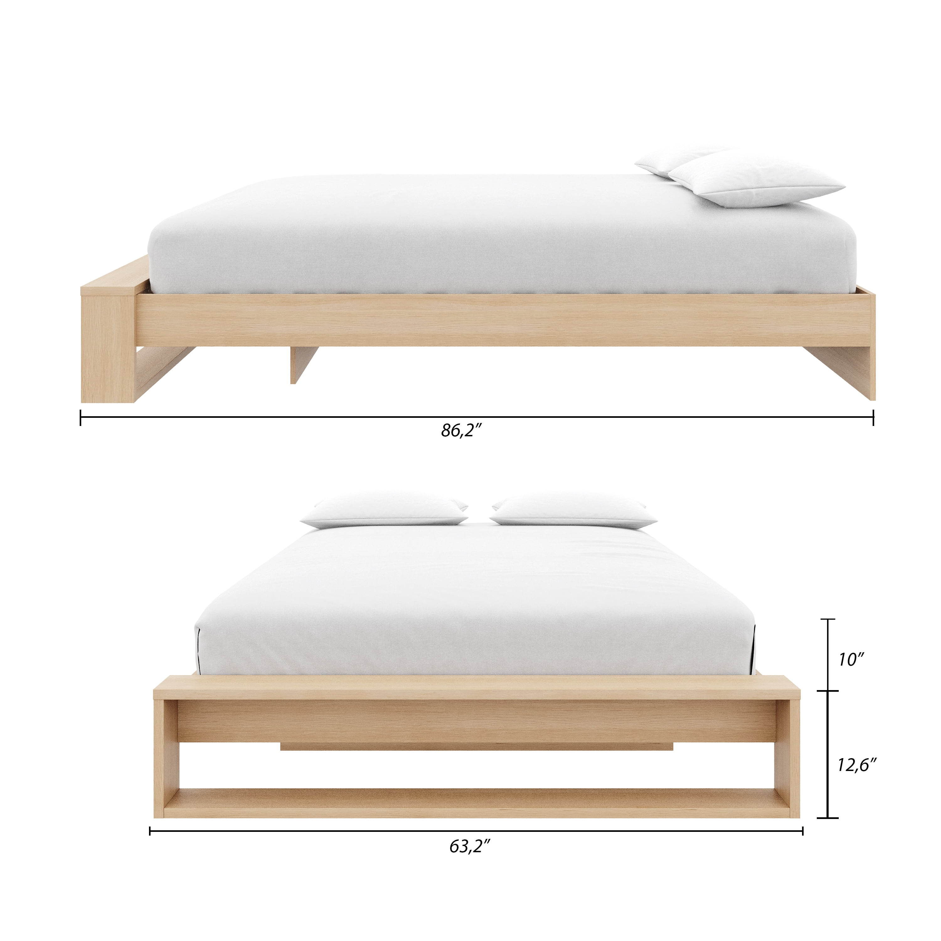 Nexera Gael 12" Platform Bed Frame with Slats, Queen