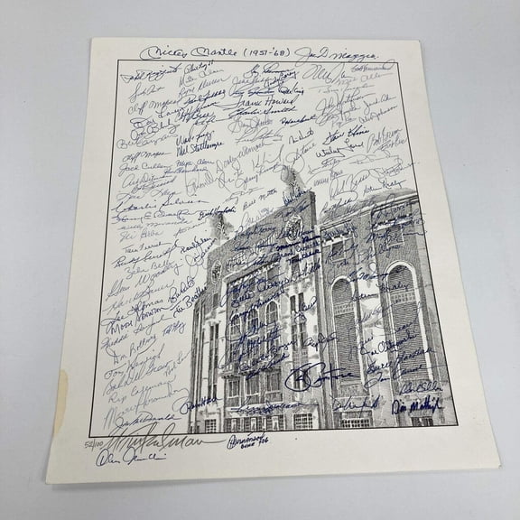 Mickey Mantle  Joe DiMaggio Yankees Greats Signed 16x20 Photo 127 Sigs! PSA DNA