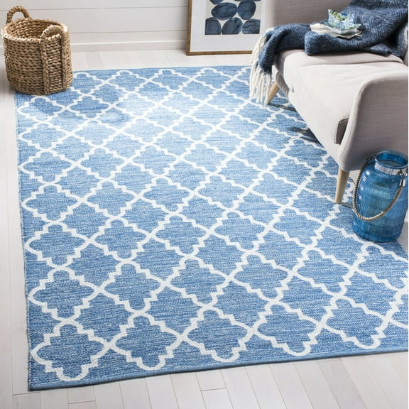 SAFAVIEH Montauk Giovanni Geometric Area Rug, Blue/Ivory, 5' x 8'