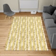 thumbnail image 2 of Lavender Turkish Area Rug, Stripes and Flowers Ribbons Romantic Country Spring Season Inspired Design Art, Carpet for Living Room Decor with Distressed Look, 2.6' x 5', Mustard Ivory, by Ambesonne, 2 of 4