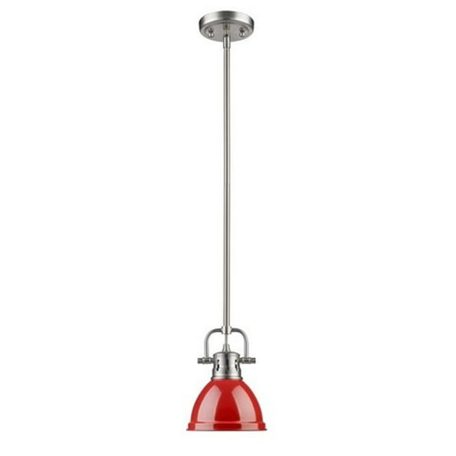 Golden Lighting 3604-M1L PW-RD Duncan Mini Pendentif avec Tige en Étain avec Abat-Jour Rouge