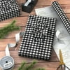 Hallmark Recyclable Christmas Wrapping Paper with Cutlines and Optional DIY Bow Templates on Reverse (1 Roll: 100 Square Feet) Black and White Buffalo Plaid