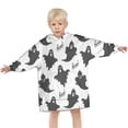 thumbnail image 3 of Halloween Black Ghosts with Boo Blanket Hoodies for Kids 6-13YR Oversize Wearable Blanket Hoodies for Boys Girls Teens, 3 of 7