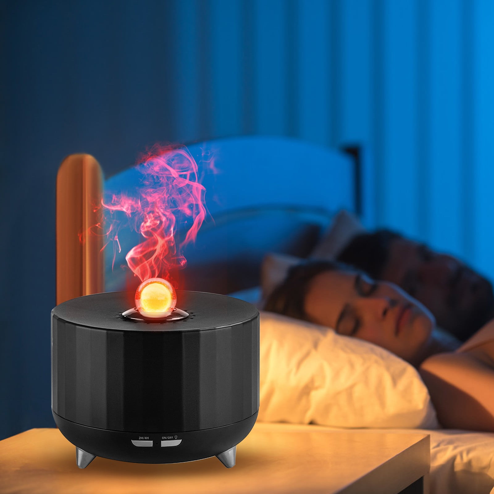 Qholemyo Small Humidifier Simulated Flame Aromatherapy Machine High Frequency Nebulizing Cool Light Effect Cool Mist Device For Bedroom And Living Room Home Goods