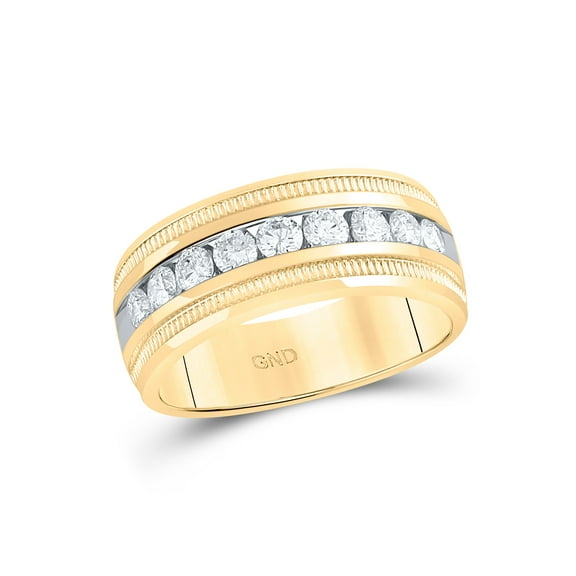 14kt Yellow Gold Mens Round Diamond Wedding Single Row Band Ring 1 Cttw