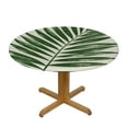 thumbnail image 3 of JEUXUS Round Tablecloth Palm Leaves Tropical Jungle Picnic Dining Kitchen Farmhouse White, 3 of 8