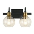 thumbnail image 3 of JONATHAN Y Marais 14.5" 2-Light Iron/Glass Rustic Vintage LED Vanity Light, Black/Brass Gold, 3 of 8