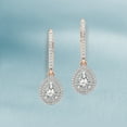 thumbnail image 4 of Diamond Dangle Earring | 10 Ct IGI Certified Pear Shape Lab Grown Diamond Dangle | 14K Rose Gold | Freyde Double Halo Lab Diamond Earring | Prong Setting | FG-VS1-VS2 Quality | Friendly Diamonds, 4 of 6